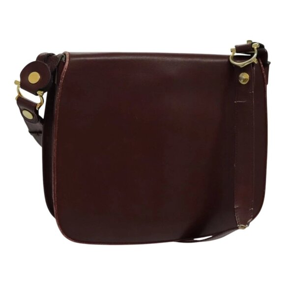 CARTIER Must Line Shoulder Bag Leather Bordeaux Gold Auth mr607 - Picture 1 of 15
